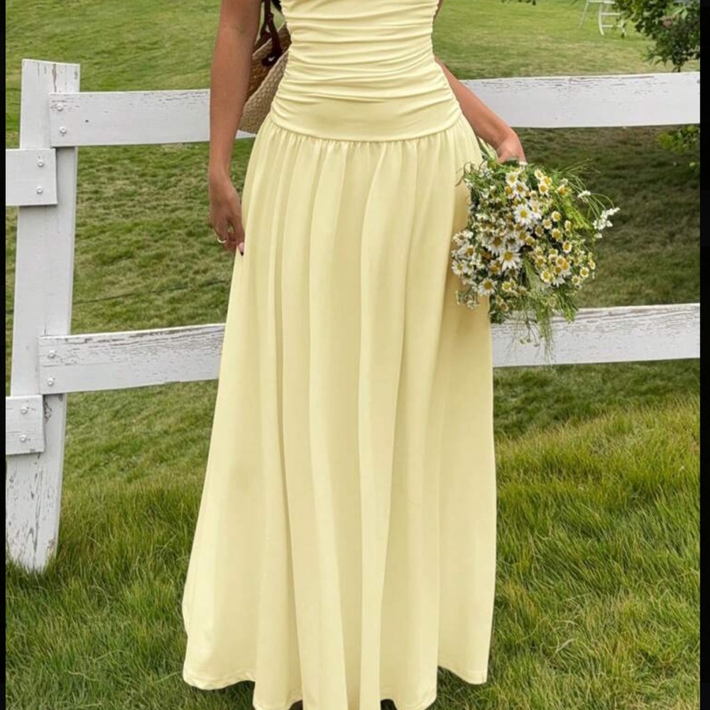 SHEIN Strapless Cream Dress - Picture 2 of 3